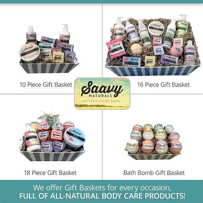Saavy Naturals Baby Shower Gifts | Bath Set for Babies Includes 2 Soap Bars, 1 Infant Lotion 1 Shampoo 1 Baby 1 Calming 1 Unscented