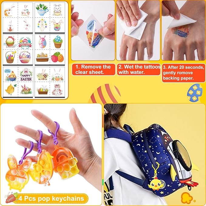 YiYLunneo 100 Pcs Easter Egg Fillers, Easter Basket Stuffers Fillers for Kids Boys Girls Easter Party Favors Assortment, Easter Eggs Hunt, Easter Gift Goodie Bags Filler Classroom Prize Supplies
