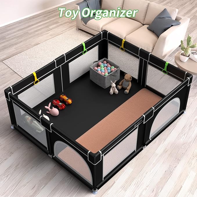 YOBEST Baby Playpen, 71"x59" Small Infant Playard with Gates, Sturdy Safety Playpen with Soft Breathable Mesh, Indoor & Outdoor Toddler Play Pen Activity Center for Babies, Kids, Toddlers