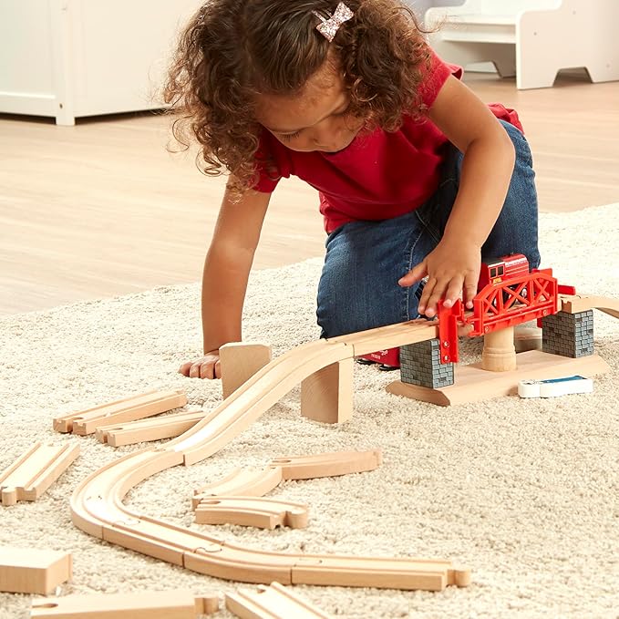 Melissa & Doug Swivel Bridge Wooden Train Set (47 pcs) 3+
