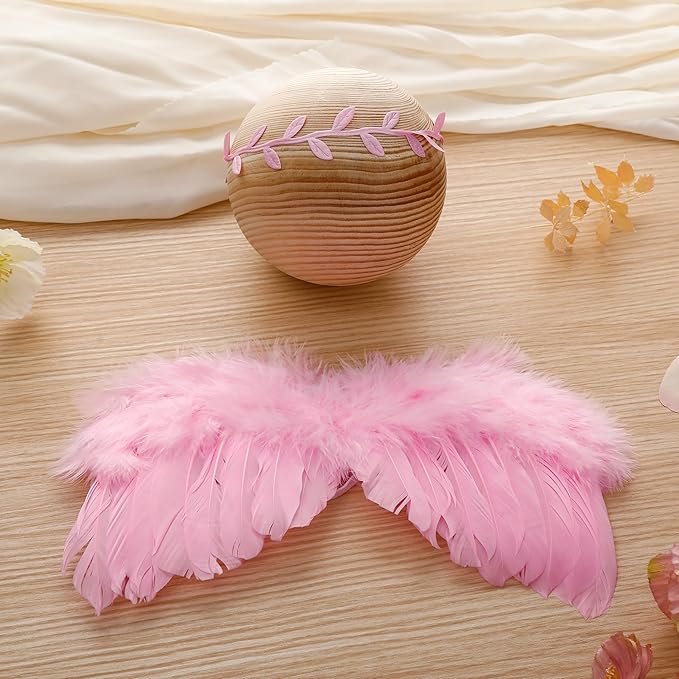 Holibeat 2PCS 0-6M Baby Angel Feather Wings Newborn Photo Props