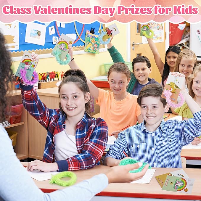Valentines Day Gifts for Kids - 36Pcs Dinosaur Unicorn Treats Valentines Day Cards for Kids School,Dino Sensory Fidget Toys for Boys Girls Students Classroom Exchange Party Favors Goodies Prize Stuff