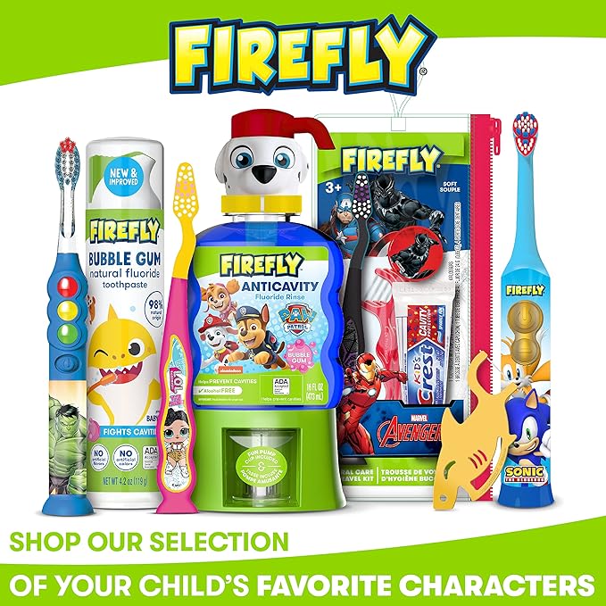 FIREFLY Light-Up Timer Kids Toothbrush with Suction Cup, Soft - 2 Count (Pack of 2), Assorted