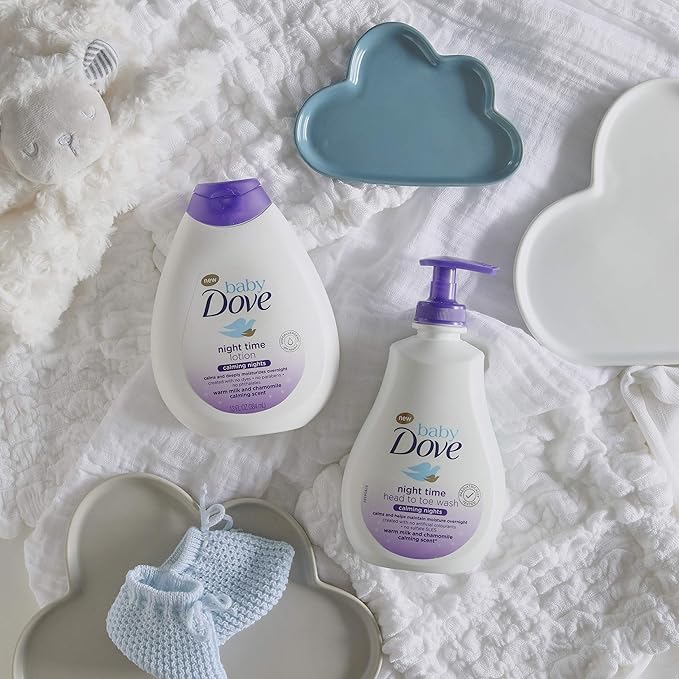Baby Dove Calming Moisture Sensitive Skin Night Time Wash, 3 Pack Hypoallergenic and Tear-Free Bath Wash 400 ml (3x 13.52
