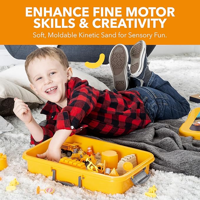 Construction Sandbox Toys for Kids with 2 lbs Play Sund, Bulldozer, and Figures -Tractor Sand Playset - Children Toys 3-5 Boys, Farm Sand Play Set, Indoor Sand Toy, Mini Construction Toys
