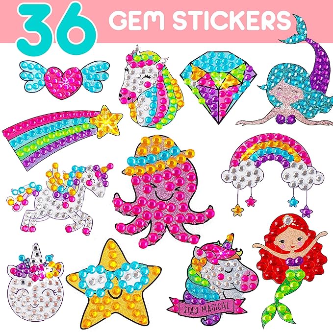 Blue Squid Diamond Art Kits for Kids β Fun & Easy DIY 5D Gem Art Gift Set for Keychains, Stickers, Sun Catchers - Diamond Painting Arts & Crafts Kit for Kids, Girls, Boys Ages 6 7 8 9 10 11 12