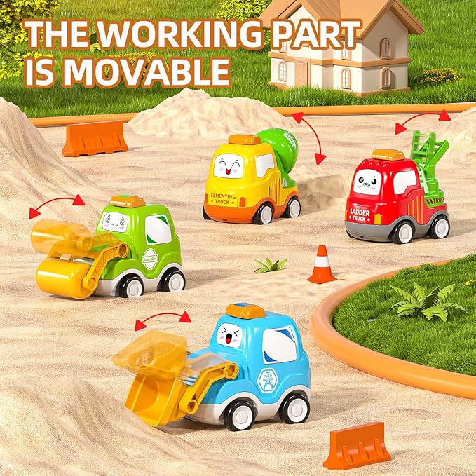 TEMI Construction Vehicle for 3 4 5 6 7 8 Years Old Kids - Toy Trucks for Toddler,Boy Toys 3-5,Playset Toys,Gift