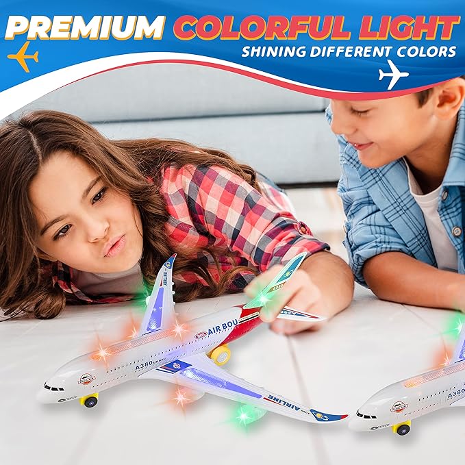 KIDSTHRILL Kids Airplane Toy, Bump & Go Technology 3 4 5 6 7 8 9 10 11 12