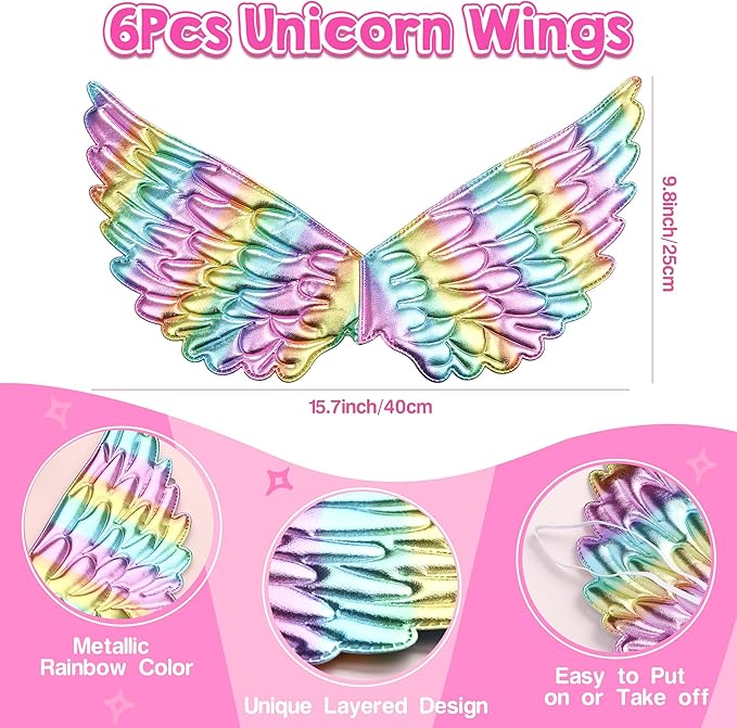 Winrayk Unicorn Party Favors Birthday Supplies for Girls Unicorn Wing Headband Bracelet Kids Unicorn Costume Halloween Princess Dress Up Gift Goodie Bag Stuffers Unicorn Birthday Party Favors Supplies