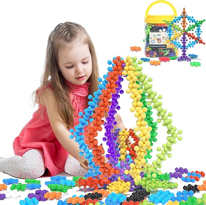 STEM Building Blocks Toy for Kids,300Pcs Interlocking Solid Plastic Educational Discs Toy,Classroom Must Haves Creativity Preschool Toy for Kids Aged 3+,Round Soft and Safe Material,Size Merge Set 