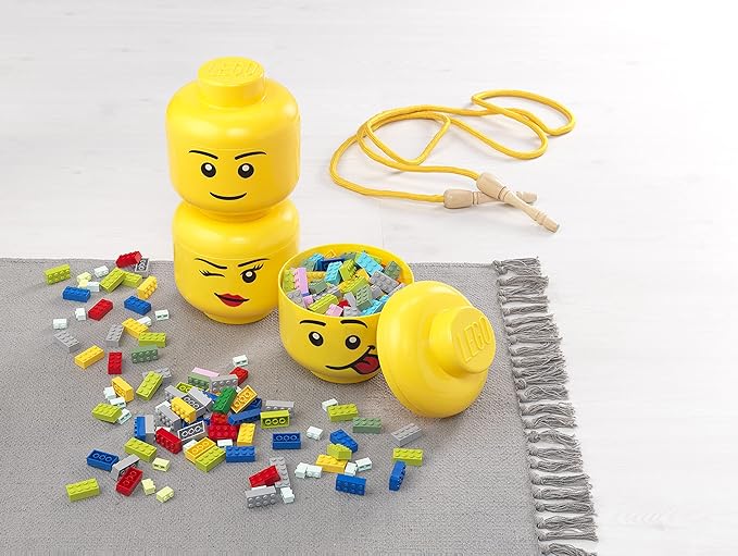 Room Copenhagen Iconic Storage Head Large, Stackable Storage Box, 8,5 L, Yellow, Happy Girl