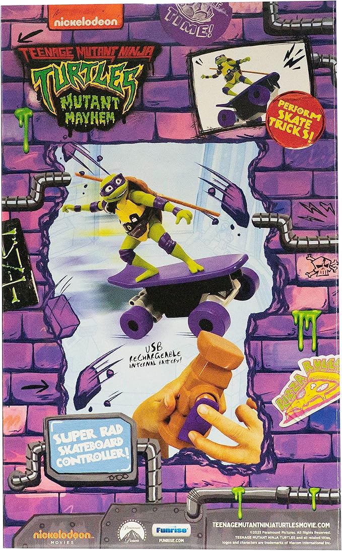 Teenage Mutant Ninja Turtles Toy, Donatello Half Pipe RC Skate Vehicle, Mutant Mayhem Remote Control TMNT Toy for Kids, Ages 3+