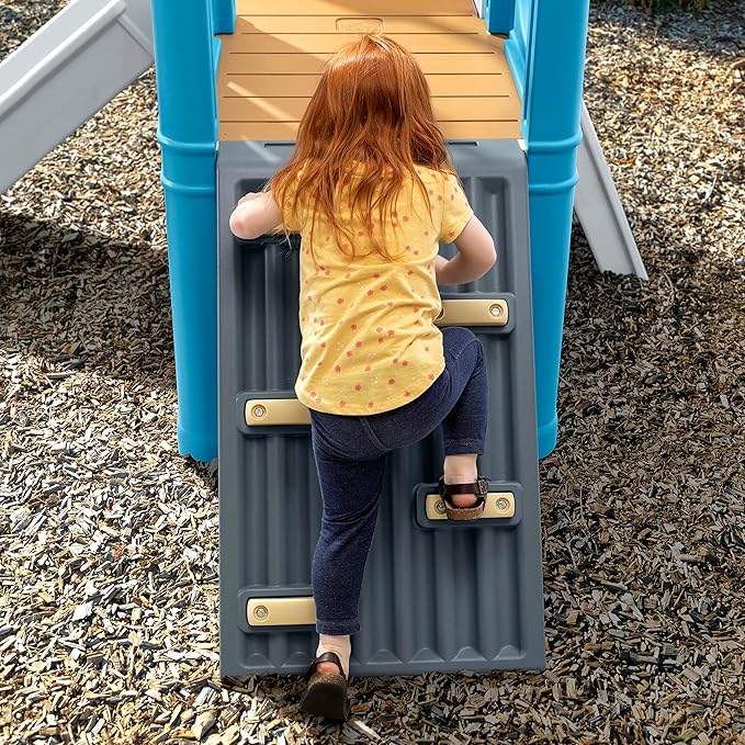 Step2 Scout & Slide Climber, Kids Outdoor Playset, Backyard Playground Set, Slide, Climbing Wall, Tunnel, Outside Vintage Style Jungle Gym, for Toddlers 2-6 Years Old