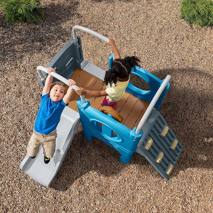Step2 Scout & Slide Climber, Kids Outdoor Playset, Backyard Playground Set, Slide, Climbing Wall, Tunnel, Outside Vintage Style Jungle Gym, for Toddlers 2-6 Years Old