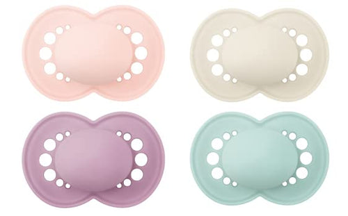 MAM Original Matte Baby Pacifier, Pink/Purple/Blue 6-16 Months (4 Count)