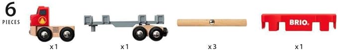 BRIO World 33657 - Lumber Truck | 6-Piece Wooden Toy Train Set | Ideal for Kids Ages 3 and Up | Made with Sustainable Wood | Magnetic Crane Compatible