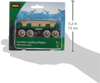BRIO World - 33696 Lumber Loading Wagon | 4 Piece Toy Train Set for Kids | FSC-Certified Wooden Components | Ideal for Ages 3 and Up - Green