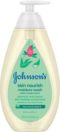 Johnson's Baby Skin Nourishing Moisture Baby Body Wash with Aloe Scent & Vitamin E, Hypoallergenic & Tear Free Bath Wash for The Whole Family 20.3 fl. 2)