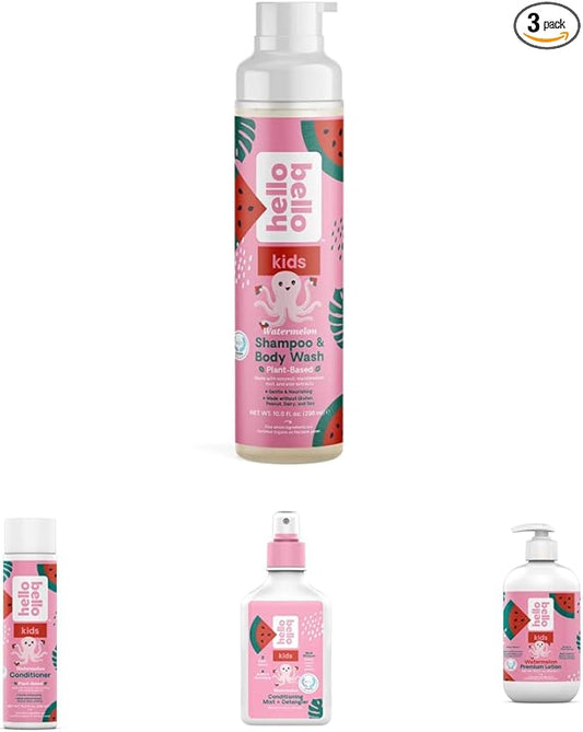 Hello Bello Watermelon Essentials Bundle | Shampoo & Body Wash, Conditioner