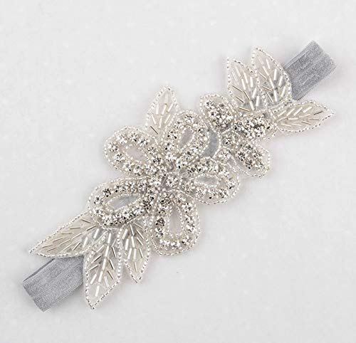 Nishine Girls White Rhinestone Flower Headband Pack Baby Christening Baptism