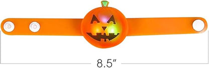 ArtCreativity Light Up Halloween Bracelets, Set of 6, Jack o Lantern Wristbands for Kids with 3 Light-Up Modes, LED Halloween Costume Accessories, Halloween Party Favors and Non-Candy Treats