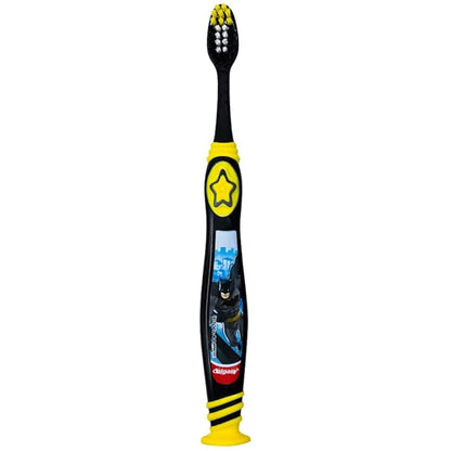 Colgate Batman Toothbrush for Children with Suction Cup, Kids 5+ Years Old, Extra Soft (Colors Vary) - Pack of 6
