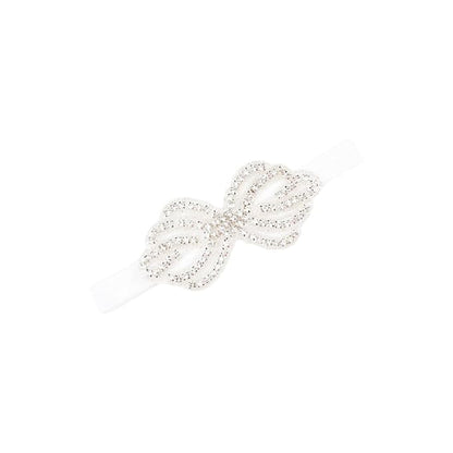 Nishine Girls White Rhinestone Flower Headband Pack Baby Christening Baptism (Crown-3 Pack)