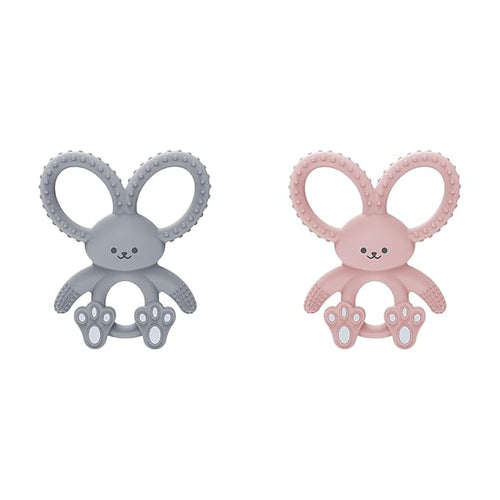 Dr. Brown's Flexees Gray & Pink Bunny Silicone Baby Teethers, BPA Free 3 Months+