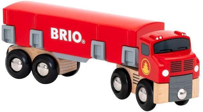 BRIO World 33657 - Lumber Truck | 6-Piece Wooden Toy Train Set | Ideal for Kids Ages 3 and Up | Made with Sustainable Wood | Magnetic Crane Compatible