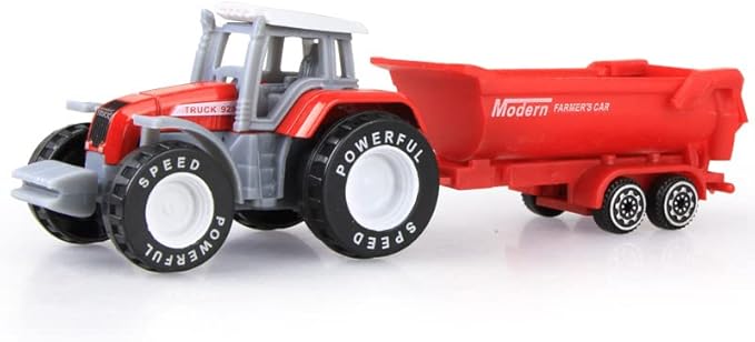 Kid's Farm Tractor Toys with Trailers,Alloy and ABS Cake Decorating Car Truck Realistic Tractor Vehicle Value Play Set Toy 4)