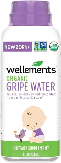 Wellements Gripe Water 4 Fl Oz (Pack of 2) Relieves Occasional Stomach Discomfort from Gas, Fussiness & Hiccups