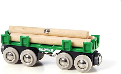 BRIO World - 33696 Lumber Loading Wagon | 4 Piece Toy Train Set for Kids | FSC-Certified Wooden Components | Ideal for Ages 3 and Up - Green