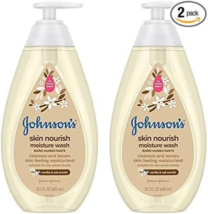Johnson's Baby Skin Nourishing Moisture Baby Body Wash With Vanilla & Oat Scents, Hypoallergenic & Tear Free Baby Bath Wash 20.3 fl. 2)
