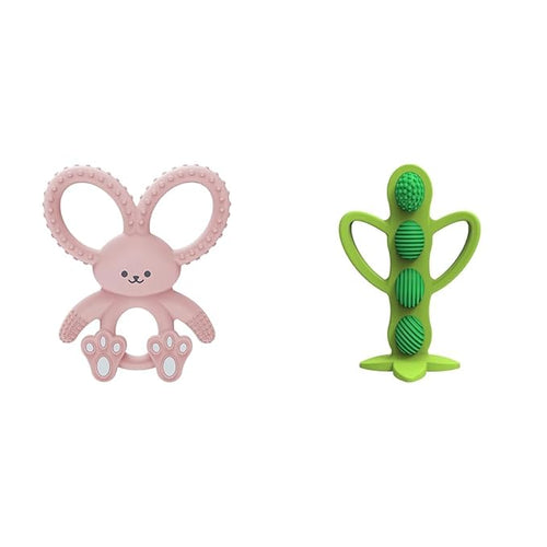Dr. Brown's Flexees Pink Bunny Silicone Teether and Peapod Teether