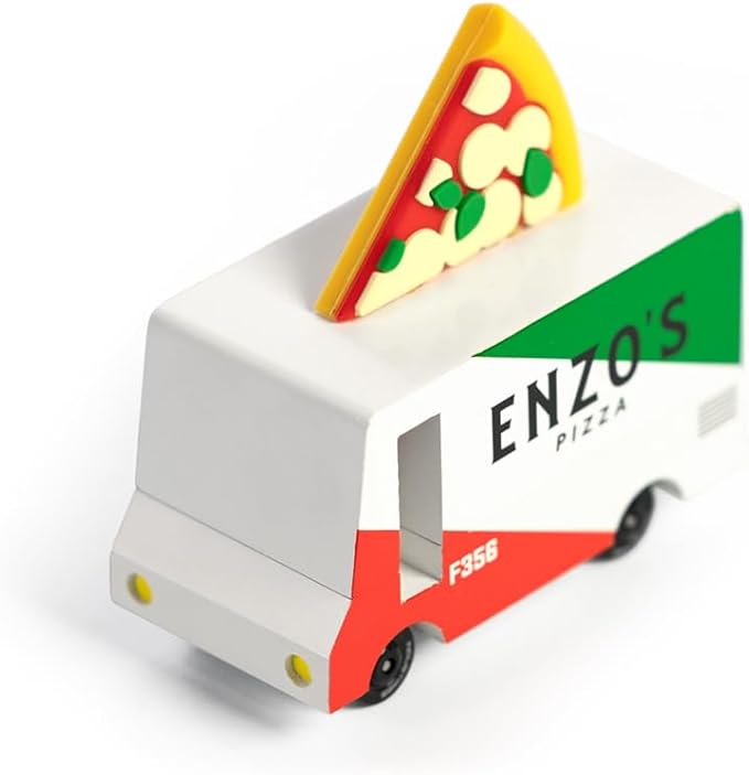 Candylab Toys CANDYCAR® Wooden Food Truck Collection - Pizza Van,