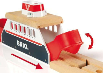 BRIO World 33569 - Ferry Ship - 3 Piece Wooden Toy Train Set for Kids | Interactive Light and Sound Features | Compatible with All BRIO Train Tracks | Ideal for Ages 3 and Up