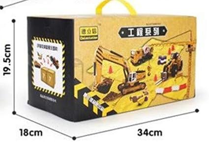 Construction Vehicles and Army Battle Site Set with Storage Container, 6 Vehicles
