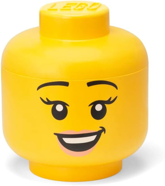 Room Copenhagen Iconic Storage Head Large, Stackable Storage Box, 8,5 L, Yellow, Happy Girl
