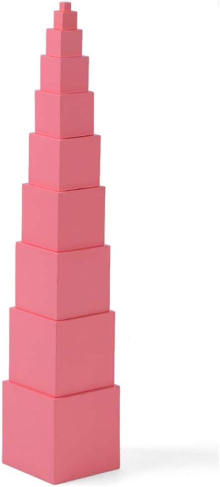 DANNI Preschool Children Math Teaching Aids Montessori Professional Pink Tower Without Stand 1 cm to 10 cm Early Childhood Education Toy