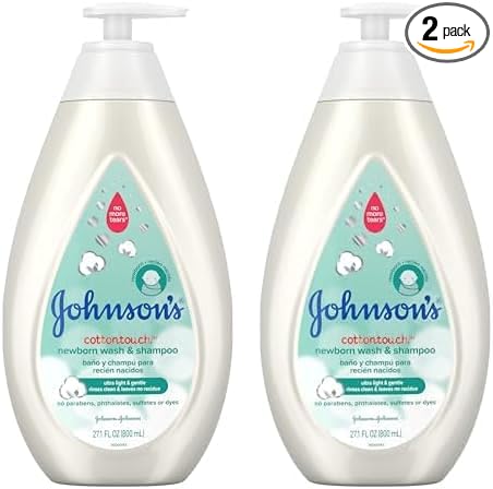 Johnson's Baby CottonTouch Newborn Baby Wash & Shampoo with No 27.1 Fl 2)