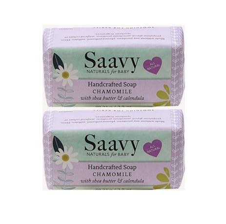 Saavy Naturals 2 PACK Baby Chamomile 3.5 oz Baby Bar Soap | Organic Skin Care for Infant Bath Time with Shea Butter & Moringa
