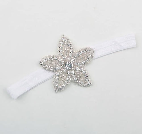 Nishine Girls White Rhinestone Flower Headband Pack Baby Christening Baptism (Star-3 Pack)