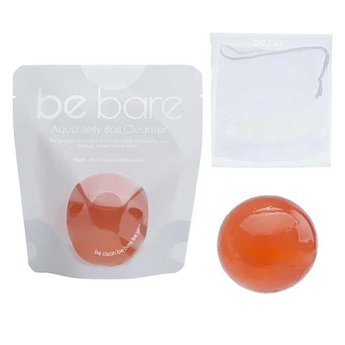 Be Bare Aqua Jelly Ball Cleanser, Daily Face Wash Korean Skin Care Cleanser Ball for Dry Skin with Allantoin for Skin Protectant (1.41oz)