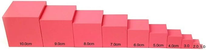 DANNI Preschool Children Math Teaching Aids Montessori Professional Pink Tower Without Stand 1 cm to 10 cm Early Childhood Education Toy