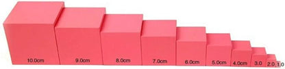 DANNI Preschool Children Math Teaching Aids Montessori Professional Pink Tower Without Stand 1 cm to 10 cm Early Childhood Education Toy