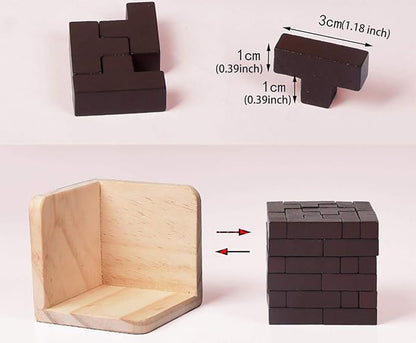 Wooden Brain Teaser Puzzle Cube Easter Basket Stuffers Wooden Puzzles T-Shaped Jigsaw Logic Puzzle Educational Toy for Kids and Adults by AHYUAN (Coffee)