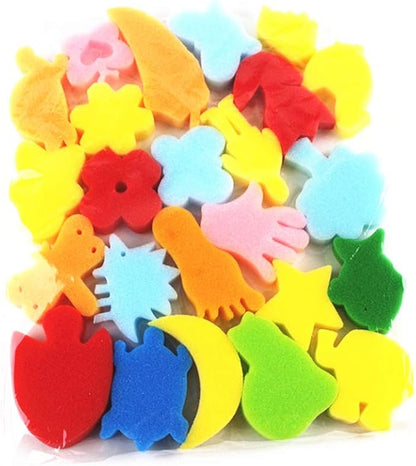Toddler Painting Set-57Piece Painting Tool Kit with Art Smock - Kids Paint Brushes Sponge Kits- Toddler Kids Early Learning Toys Finger Paints Sponges Washable Acrylic Paint Art Supplies Gift