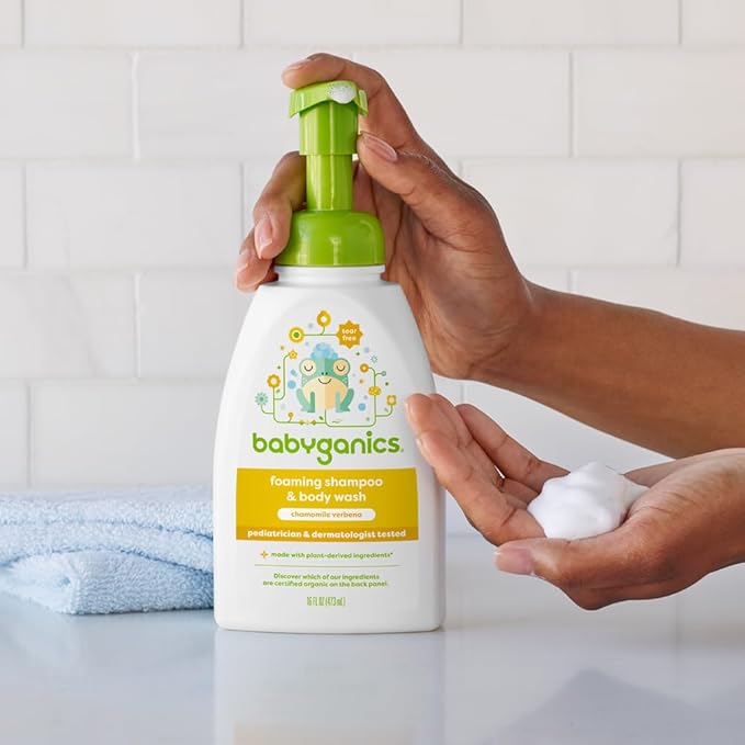 Babyganics Baby Shampoo + Body Wash Pump Bottle, Chamomile Verbena 16 Fl
