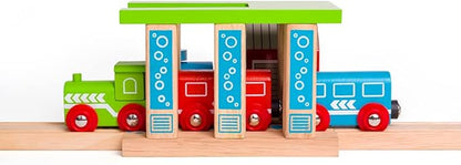 Bigjigs Rail, Wooden Train Washer, Wooden Toys, Bigjigs Train Accessories, Train Wash, Wooden Train Sets, Trains for Kids, Wooden Toys for 3 4 5 Year Olds