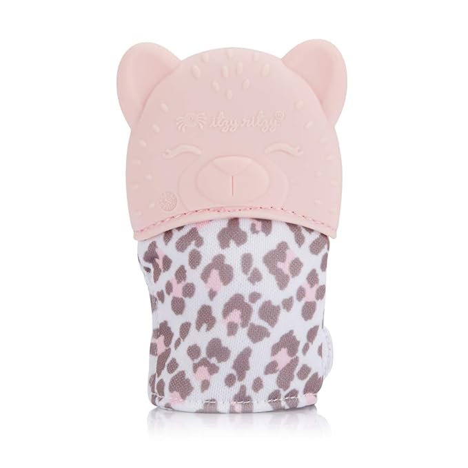 Itzy Ritzy Silicone Teething Mitt - Soothing Infant Teething Mitten w/Adjustable Strap, Crinkle Sound 3 Mos